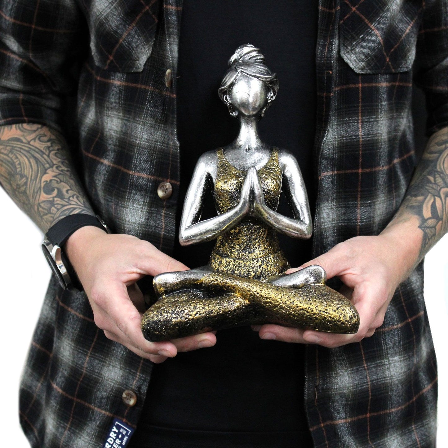 Yoga Lady Figure - Bronze & Black 24cm