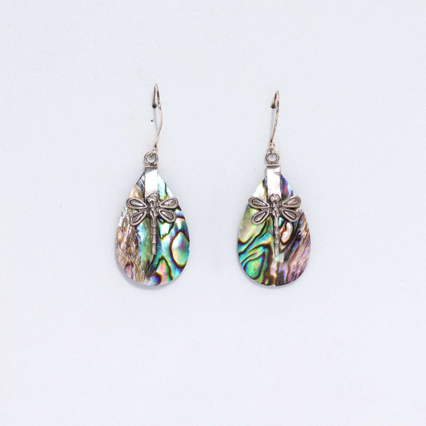 Shell & Silver Earrings - Dragonflies - Abalone