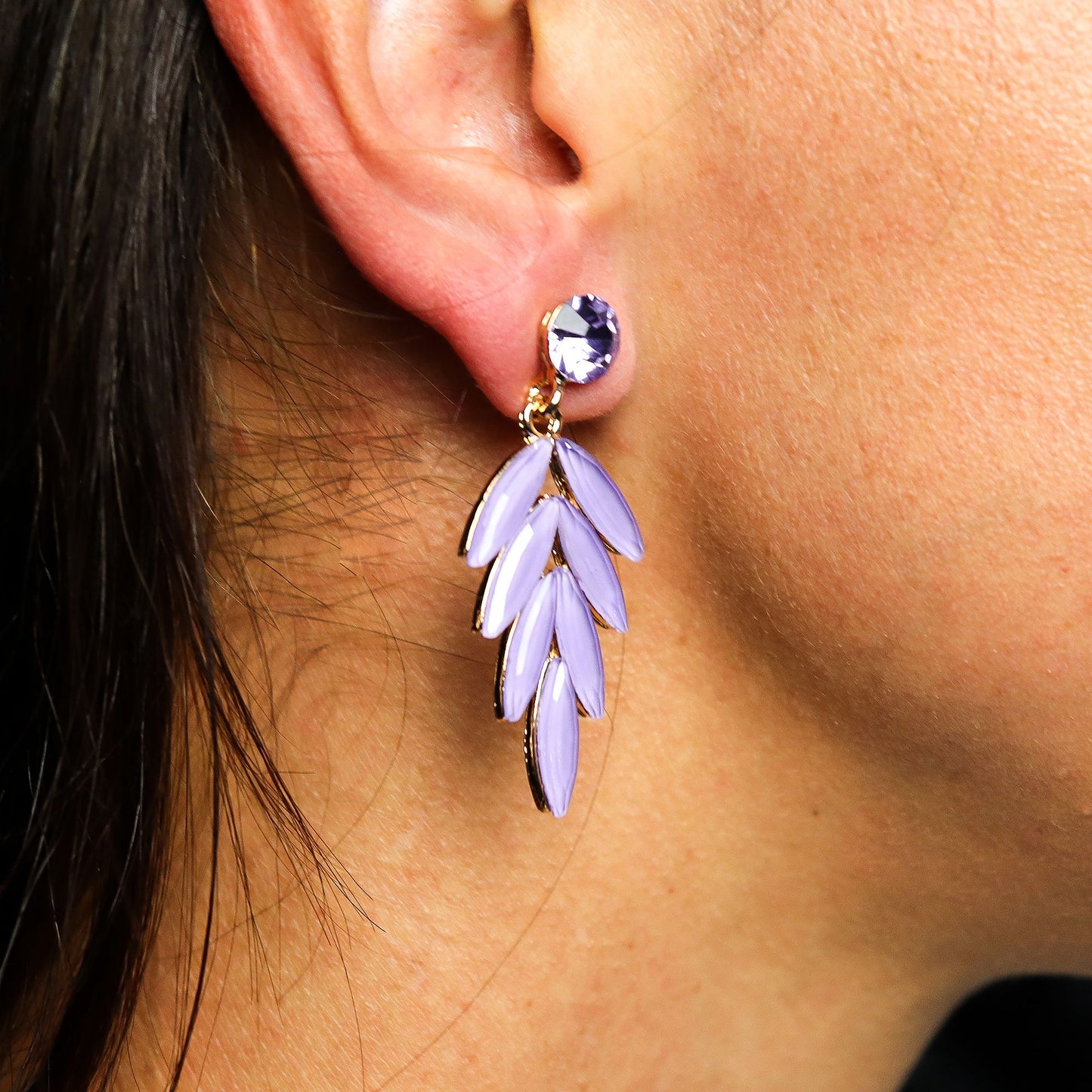 Lavender - Vintage Glass - Faries - Earrings